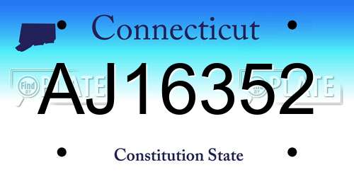 AJ16352 Connecticut License Plate
