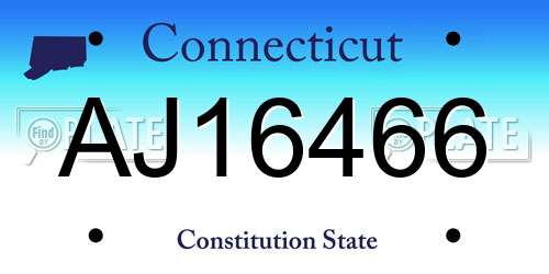 AJ16466 Connecticut License Plate
