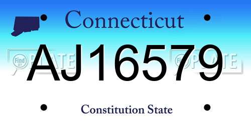 AJ16579 Connecticut License Plate