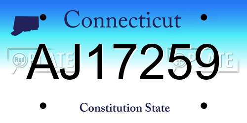 AJ17259 Connecticut License Plate