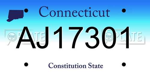 AJ17301 Connecticut License Plate