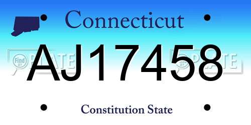 AJ17458 Connecticut License Plate