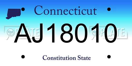 AJ18010 Connecticut License Plate