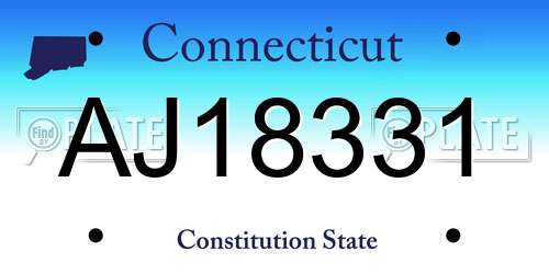 AJ18331 Connecticut License Plate