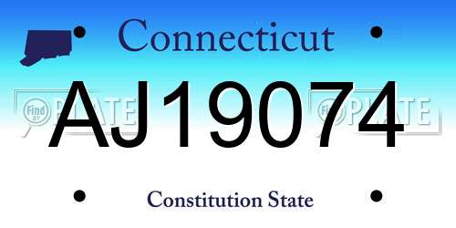 AJ19074 Connecticut License Plate
