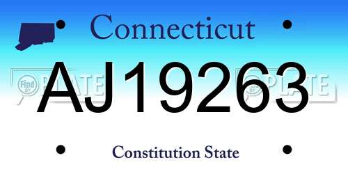 AJ19263 Connecticut License Plate