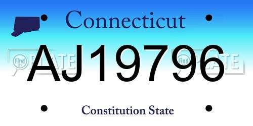 AJ19796 Connecticut License Plate