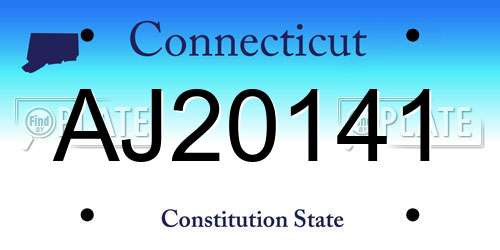 AJ20141 Connecticut License Plate