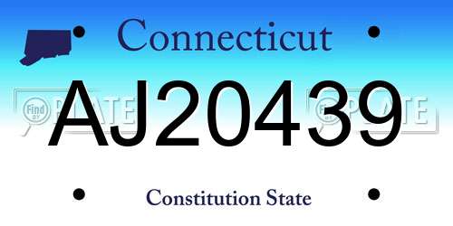 AJ20439 Connecticut License Plate