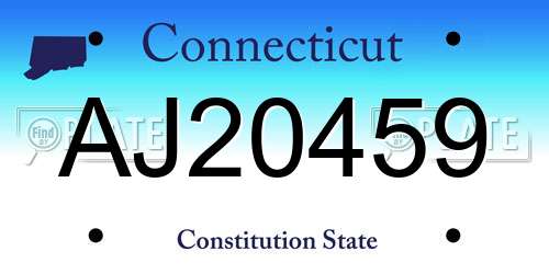 AJ20459 Connecticut License Plate