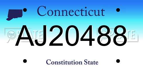 AJ20488 Connecticut License Plate