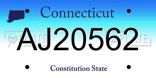 AJ20562 Connecticut License Plate