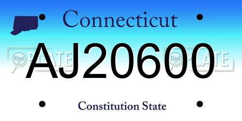 AJ20600 Connecticut License Plate