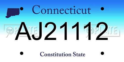 AJ21112 Connecticut License Plate
