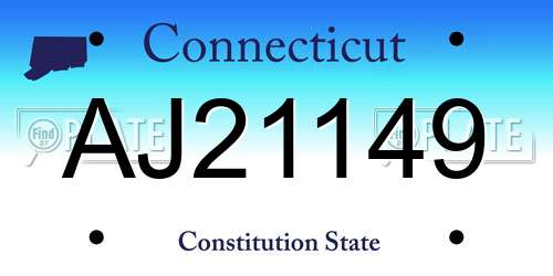AJ21149 Connecticut License Plate