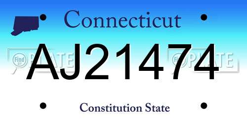 AJ21474 Connecticut License Plate