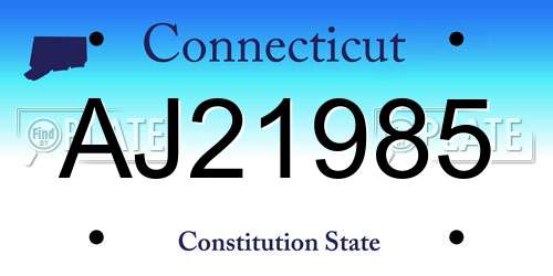 AJ21985 Connecticut License Plate