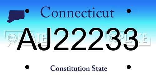 AJ22233 Connecticut License Plate