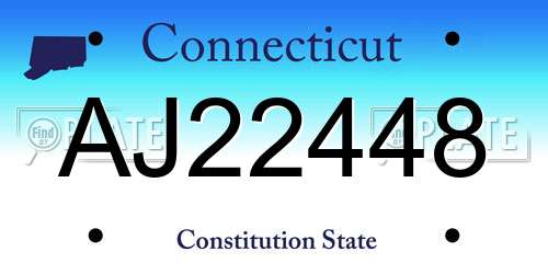 AJ22448 Connecticut License Plate