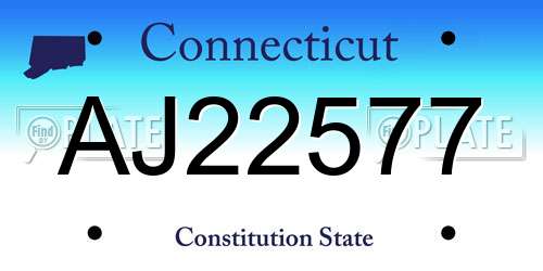 AJ22577 Connecticut License Plate