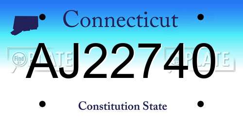 AJ22740 Connecticut License Plate