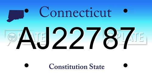AJ22787 Connecticut License Plate