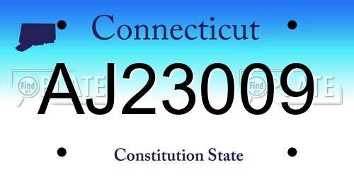 AJ23009 Connecticut License Plate