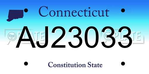 AJ23033 Connecticut License Plate