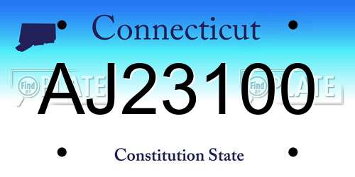 AJ23100 Connecticut License Plate