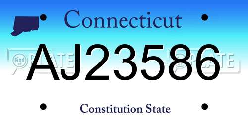 AJ23586 Connecticut License Plate