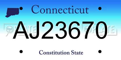 AJ23670 Connecticut License Plate