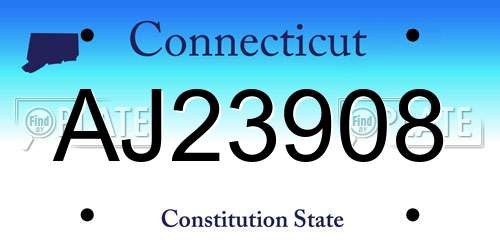 AJ23908 Connecticut License Plate