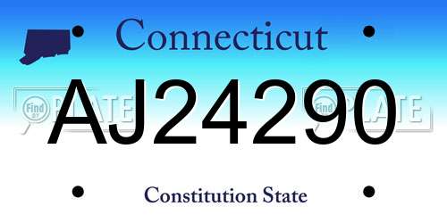 AJ24290 Connecticut License Plate