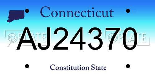 AJ24370 Connecticut License Plate