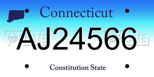 AJ24566 Connecticut License Plate