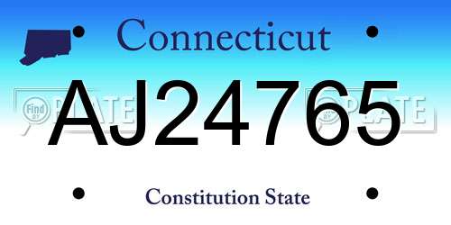 AJ24765 Connecticut License Plate