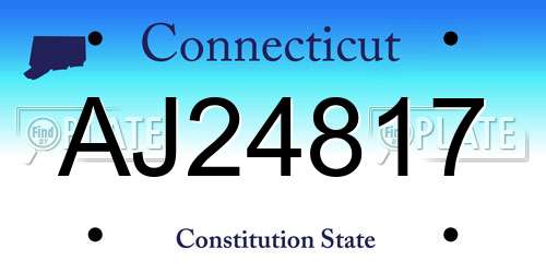 AJ24817 Connecticut License Plate