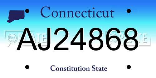 AJ24868 Connecticut License Plate