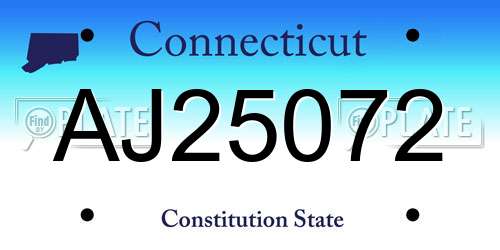 AJ25072 Connecticut License Plate