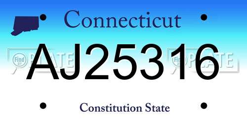AJ25316 Connecticut License Plate