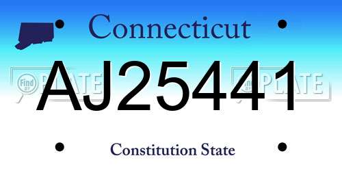 AJ25441 Connecticut License Plate