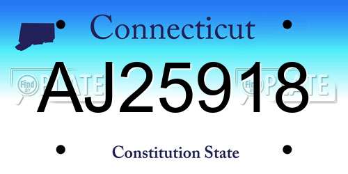 AJ25918 Connecticut License Plate