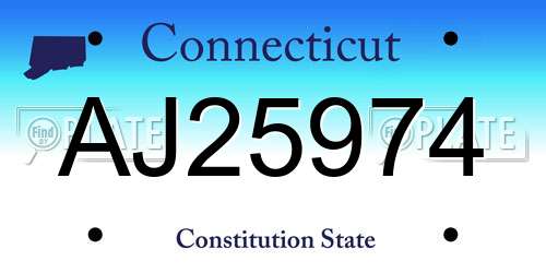 AJ25974 Connecticut License Plate