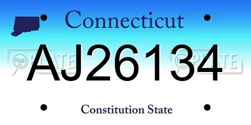 AJ26134 Connecticut License Plate