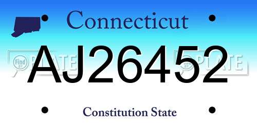 AJ26452 Connecticut License Plate