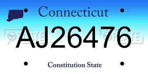 AJ26476 Connecticut License Plate