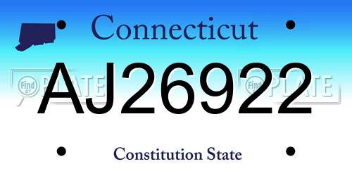 AJ26922 Connecticut License Plate