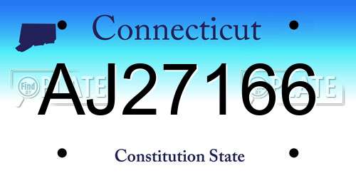 AJ27166 Connecticut License Plate