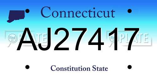 AJ27417 Connecticut License Plate