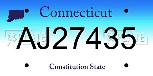 AJ27435 Connecticut License Plate